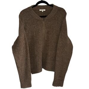 Madewell Brown Heather Zip Up Wool Blend Sweater Pullover Women’s Size Large